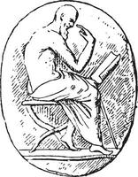 Reader, vintage engraving. vector