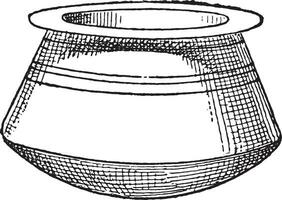 Cauldron without handle, vintage engraving. vector