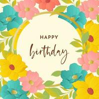 Birthday greeting with floral background vector