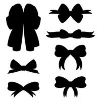 Versatile Hand Drawn Ribbon Bow Collection Silhouette. Elegant Black Shapes Perfect for Decorations. Explore a Big Set of Bowties for Your Design Needs vector