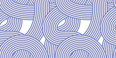 Noodle ramen seamless pattern. Repeated background with blue bold waves lines vector