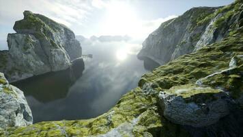 Lofoten is a chain of islands far north on the coast of Norway photo