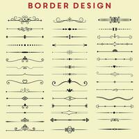 Border Set Design. Decorative Calligraphic Vector Elements. Line Ornamental.