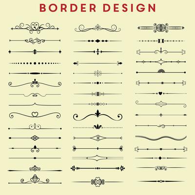Border Set Design. Decorative Calligraphic Vector Elements. Line Ornamental.
