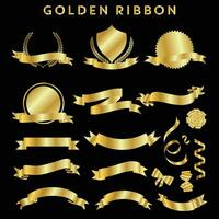 Golden Ribbon Banner Set Design vector