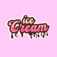 Retro Ice Cream Logo, Pink Colors, Minimalism Lettering, cute Trendy Shades, smudges, Melting ice cream, logo design vector isolated