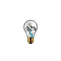 vector illustration of a light bulb with a picture of a mountain