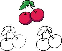 learn to color and connect fruit lines for children vector