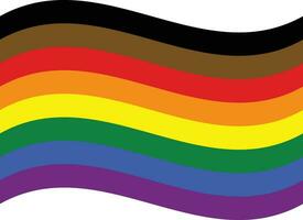 Philadelphia Pride Flag in shape. Traditional gay pride flag with black and brown stripes. vector