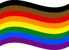 Philadelphia Pride Flag in shape. Traditional gay pride flag with black and brown stripes. png