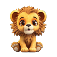 adorable cartoon animated lion cub in png