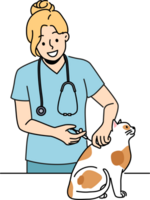 Woman veterinarian inoculates cat to protect pet from dangerous viruses and bacteria png