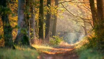 AI generated forest in the morning photo