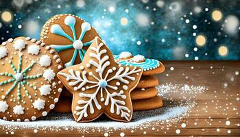 AI generated christmas gingerbread cookies photo