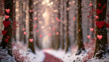 ai generado concepto para San Valentín día tarjetas con corazón forma en naturaleza foto