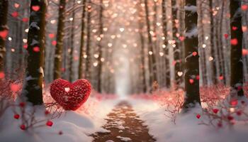 AI generated concept for valentine's day cards with heart shape in nature photo