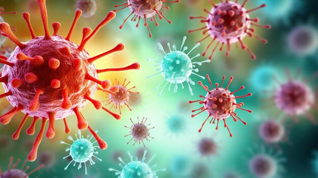 AI generated Microscope virus close up. Created with Generative AI photo