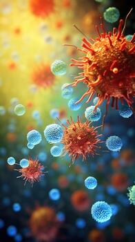 AI generated Microscope virus close up. Created with Generative AI photo