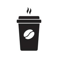 Hot coffee cup vector icon. Paper coffee cup icon isolated on white background.