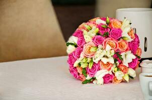 bridal bouquet on the table photo