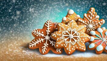 AI generated christmas gingerbread cookies photo