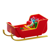 3d le rendu Père Noël une luge icône objet png