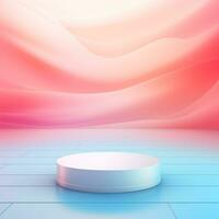 AI generated subtle pink gradient background with floor and a white podium for product mockup AI Generative photo