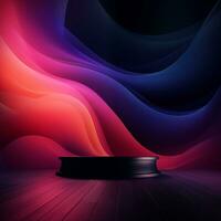 AI generated subtle dark gradient background with floor and a stage for product placement AI Generative photo
