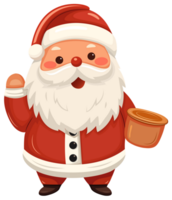 Cute Santa Claus cartoon character flat design clipart, PNG file no background