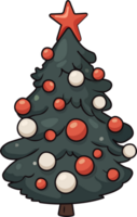 Christmas tree with decoration balls and star, PNG file no background