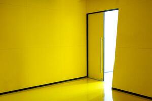 yellow room modern art open door background texture architecture photo