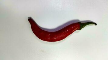 Big red chilies are fresh and spicy photo