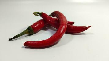 Big red chilies are fresh and spicy photo