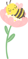 Cute Honey Bee with flower cartoon illustration, kawaii baby insect. png