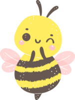 Cute  fluffy bee cartoon illustration, kawaii insect. png