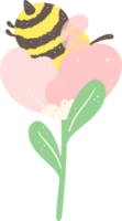 Cute Honey Bee with flower cartoon illustration, kawaii baby insect. png