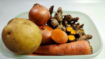 Spices and vegetables for cooking photo