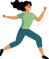 a alegre saudável pessoas corre para exercício alegremente com grande sorri. plano estilo desenho animado ilustração. png
