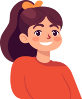 The young woman is smiling happily. Flat Style Cartoon Illustration. png