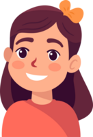 el joven mujer es sonriente felizmente. plano estilo dibujos animados ilustración. png