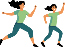 The cheerful Healthy people run for exercise happily with big smiles. Flat Style Cartoon Illustration. png