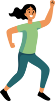 el alegre sano personas correr para ejercicio felizmente con grande sonrisas plano estilo dibujos animados ilustración. png