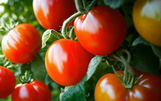 AI generated Bountiful Harvest Vibrant Tomatoes Straight from the Garden ai generated photo