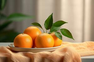 AI generated Artistry in Orange Hyperrealistic Fruit with Copy Space photo