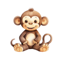 AI generated Monkey Watercolor Illustration on Isolated Background.Created with Generative AI technology. png