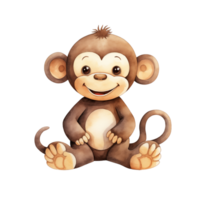 ai gerado macaco aguarela ilustração em isolado plano de fundo.criado com generativo ai tecnologia. png