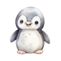 AI generated Penguin Watercolor Illustration on Isolated Background.Created with Generative AI technology. png