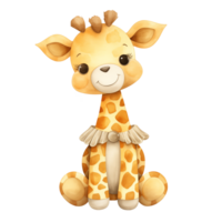 AI generated Giraffe Watercolor on Isolated Background ,Farm Animal Art.Created with Generative AI technology. png