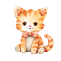 AI generated Cat Watercolor Illustration on Isolated Background.Created with Generative AI technology. png