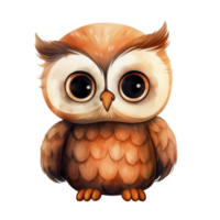 AI generated Owls Watercolor Illustration on Isolated Background.Created with Generative AI technology. png